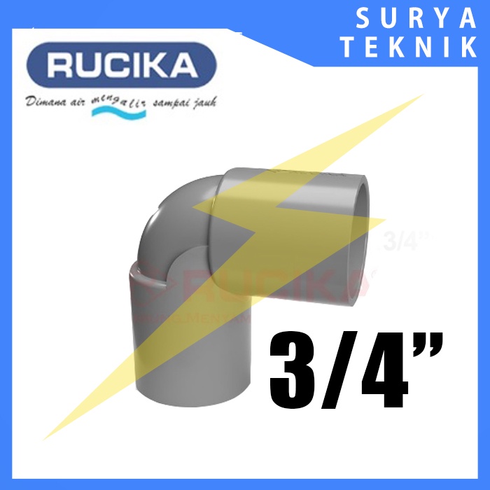 Rucika AW Knee L 3/4 Inch PVC / Sambungan L 3/4 Inch PVC Pipa Paralon / Knee Rucika