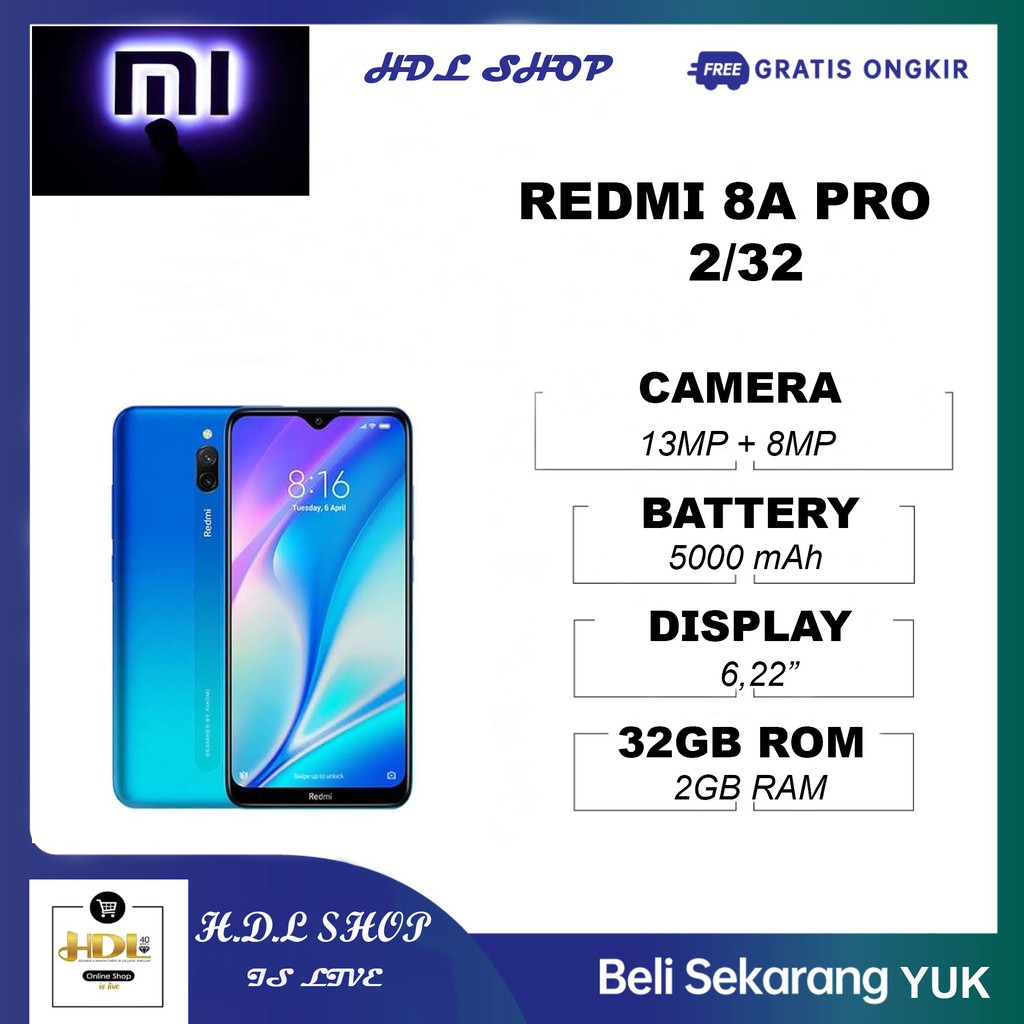 XIAOMI REDMI 8A PRO 2/32 2GB RAM 32GB ROM GARANSI RESMI