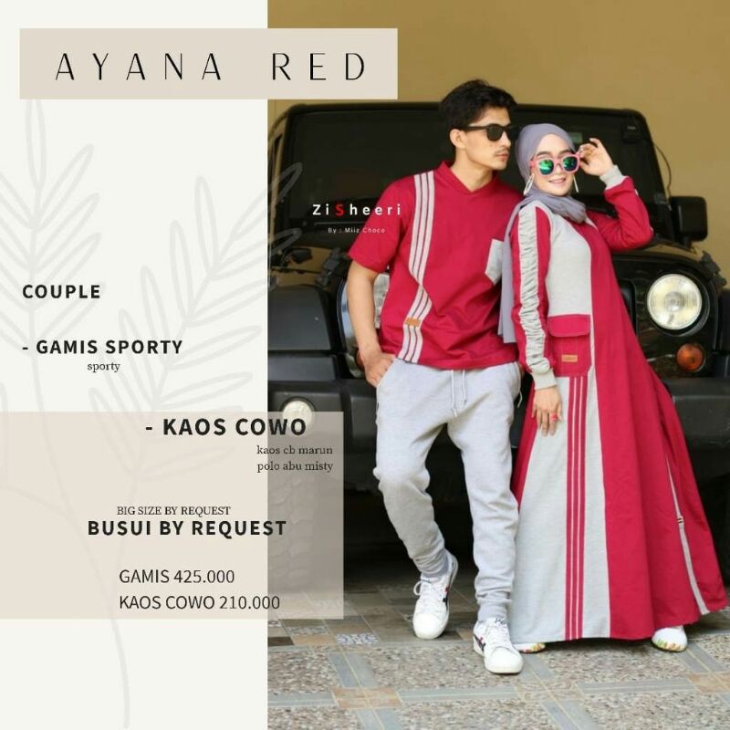 Kemeja Gamis Zisheeri Couple Ayana Red