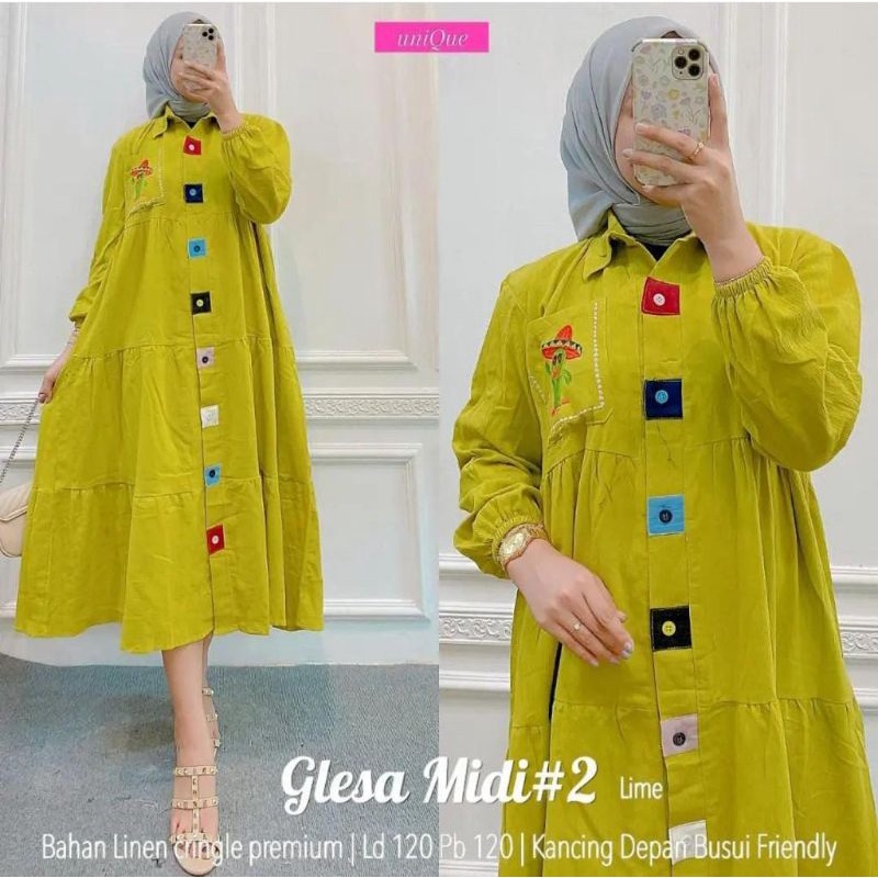 Fashion Muslim, Fashion Wanita, Midi Dress. Glesa Midi Dress