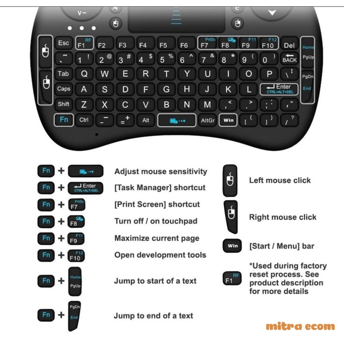 92 Keys Mini Keyboard Wireless i8 Rechargeable / Touchpad / Air Mouse 860 680