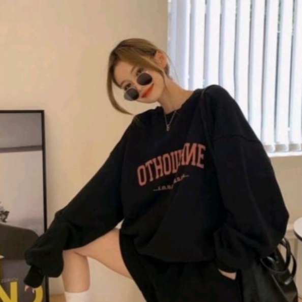 OTHOWEHNE SWEATER SWITER SWETER OVERSIZE CREWNECK PRIA WANITA