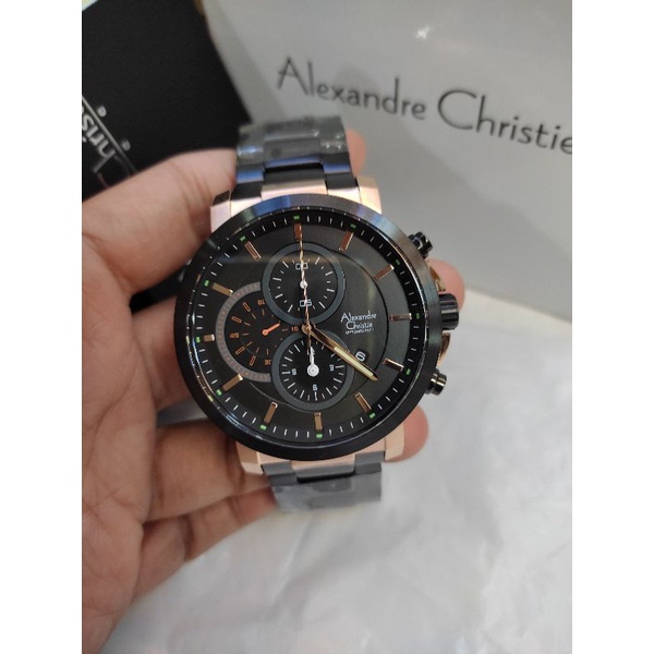 Jam Tangan Analog Pria Alexandre Christie Ac 6350 Mc All Stainless Steel Black Rosegold