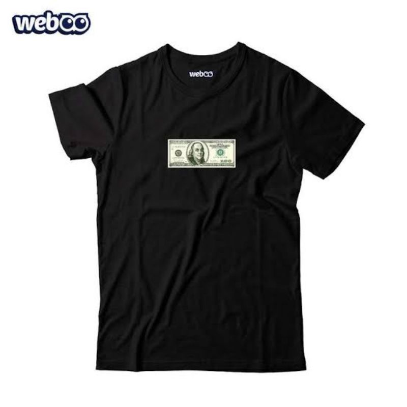BAJU KAOS 100 US DOLLAR UNISEX KUALITAS DISTRO PREMIUM