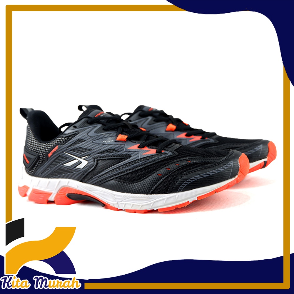 Sepatu Lari/Sepatu Running Pria SPOTEC Original RAPTOR - Hitam Orange