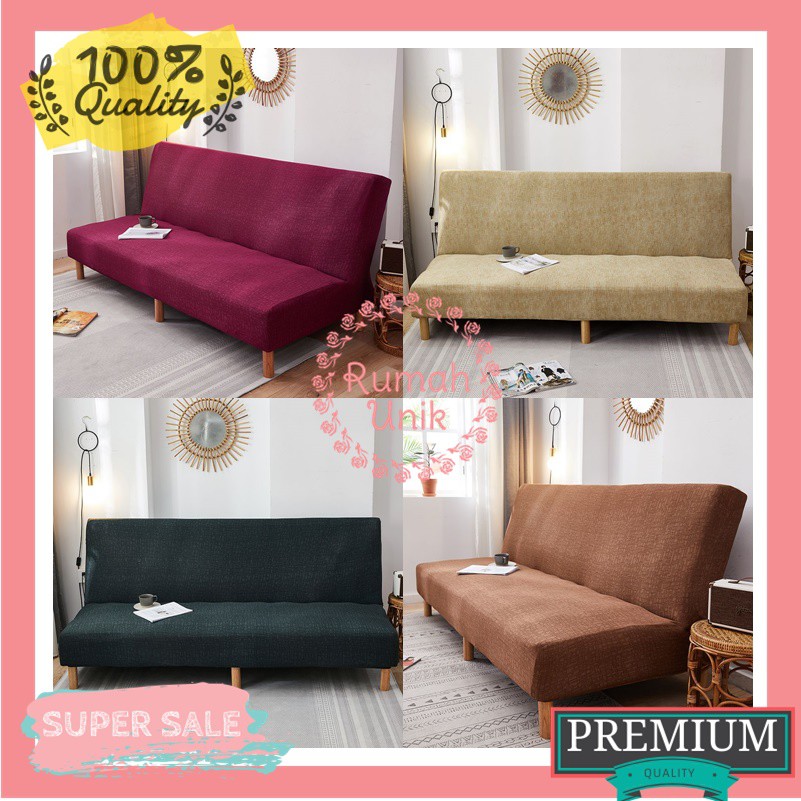Sarung Sofa Bed Penutup Shabby Polos Bermotif ukuran M dan L cover sofa bed penutup sofa aesthetic s