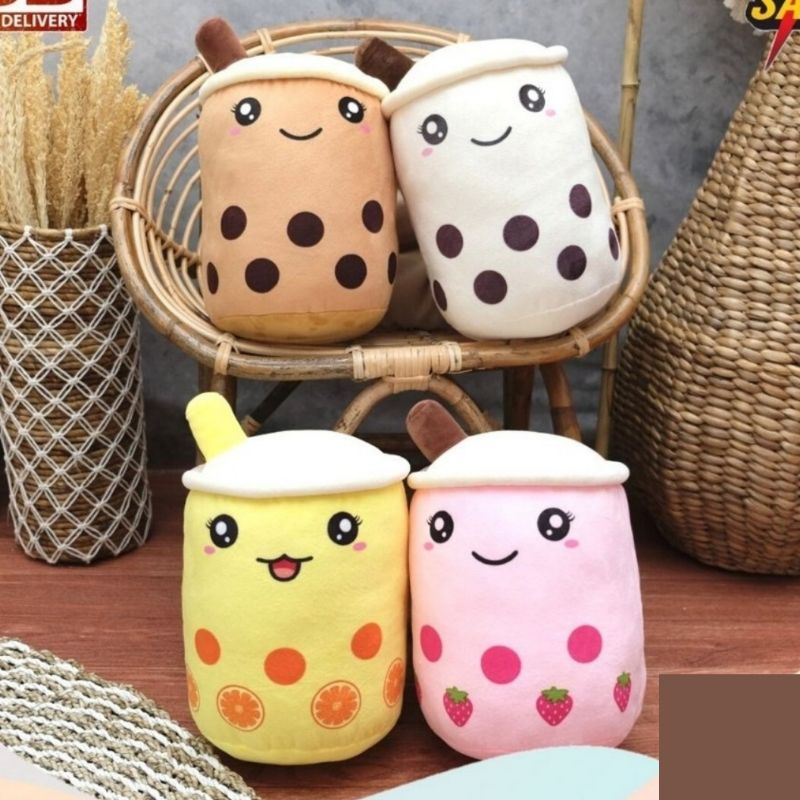 Boneka guling bantal Boba Bubble Milk Tea Brown Sugar