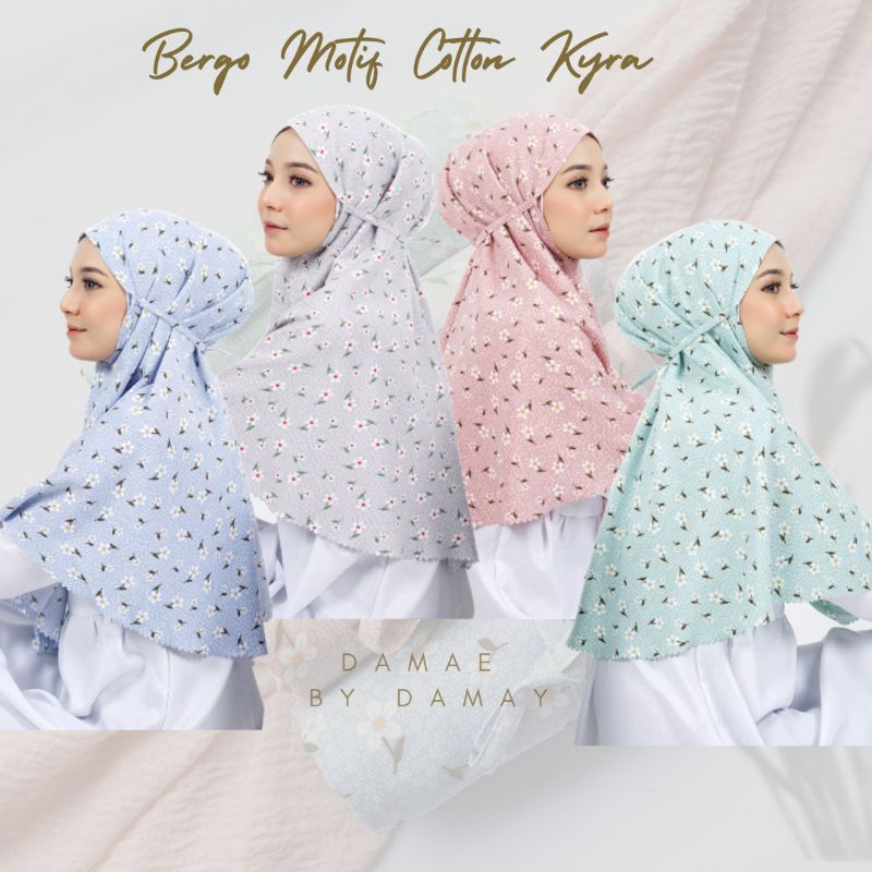 kerudung bergo instan motif/bergo lasercut/bergo biru motif/bergo hijau tosca motif/bergo abu-abu mo