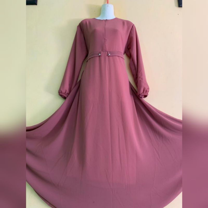 Gamis Malaysia Busui friendly Payung Model Kancing Ceruty Premium