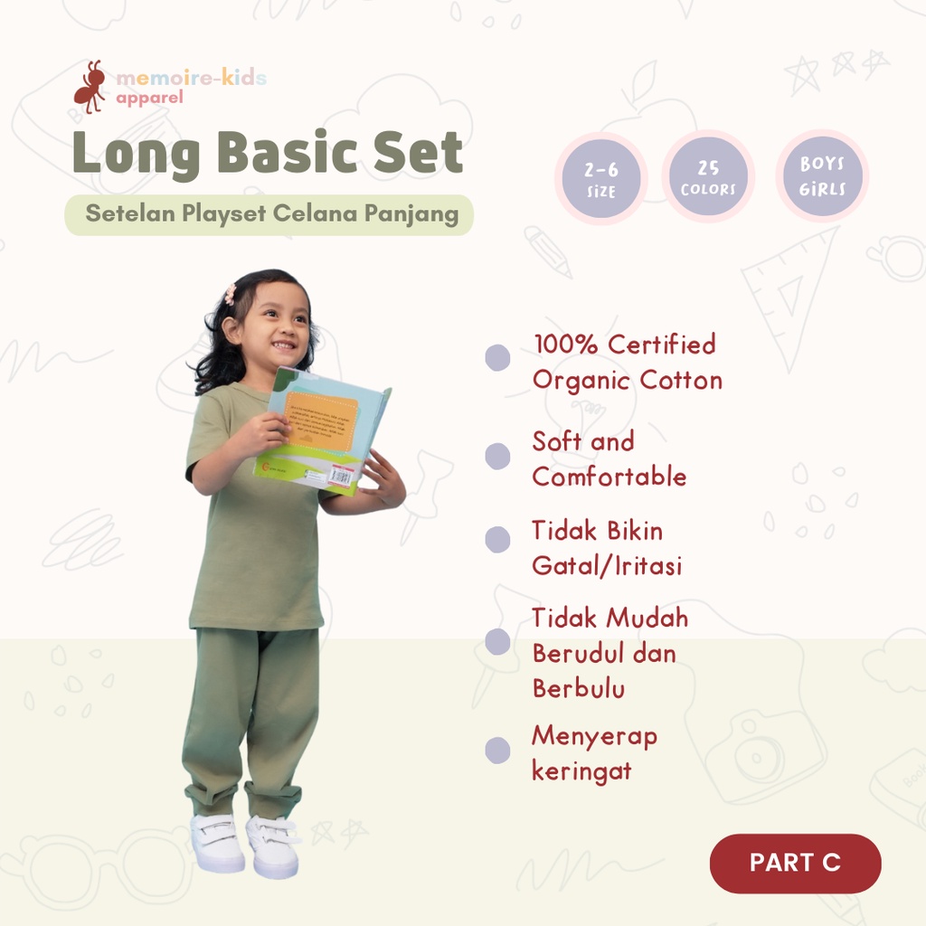 (Part C) Long Basic Set Annamlkids An Naml Kids Jatim White Putih Merdeka Sale Baju Main Setelan Ana
