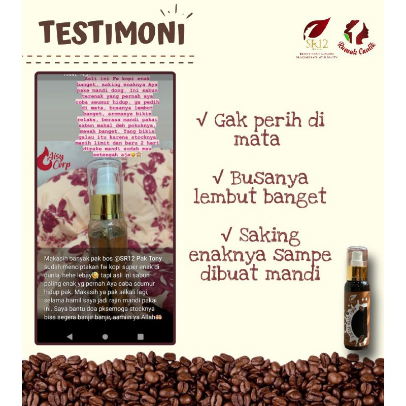 FACIAL WASH COFFEE SR12 TERBAIK.!! FRESH &amp; TIDAK KERING / SABUN KOPI PENCERAH WAJAH BERSTANDART BPOM