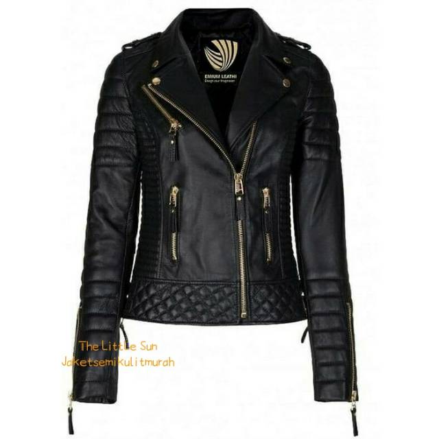 Jaket Kulit Wanita Rock n Roll Vintage Terbaru