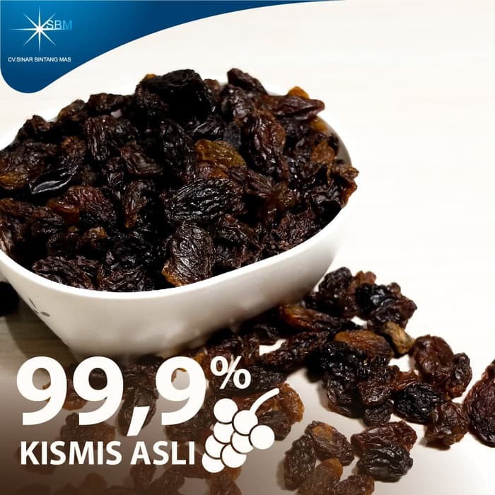 

Dark Raisin 1 Kg Kismis Hitam Dried Black Seedless Raisins PREMIUM has14