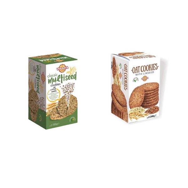 

VIOLANTA COOKIES CLASSIC MULTISEED 150gr/ OAT COOKIES WITH LINSEED 200gr/ Biskuit Oat/ Import