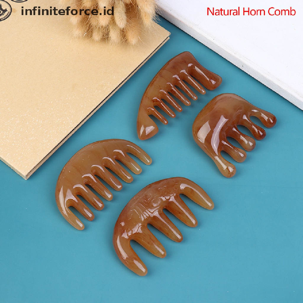 (Infiniteforce.Id) 1pc Sisir Rambut Gigi Lebar Bahan Tanduk Kerbau Alami Untuk Pijat / Spa