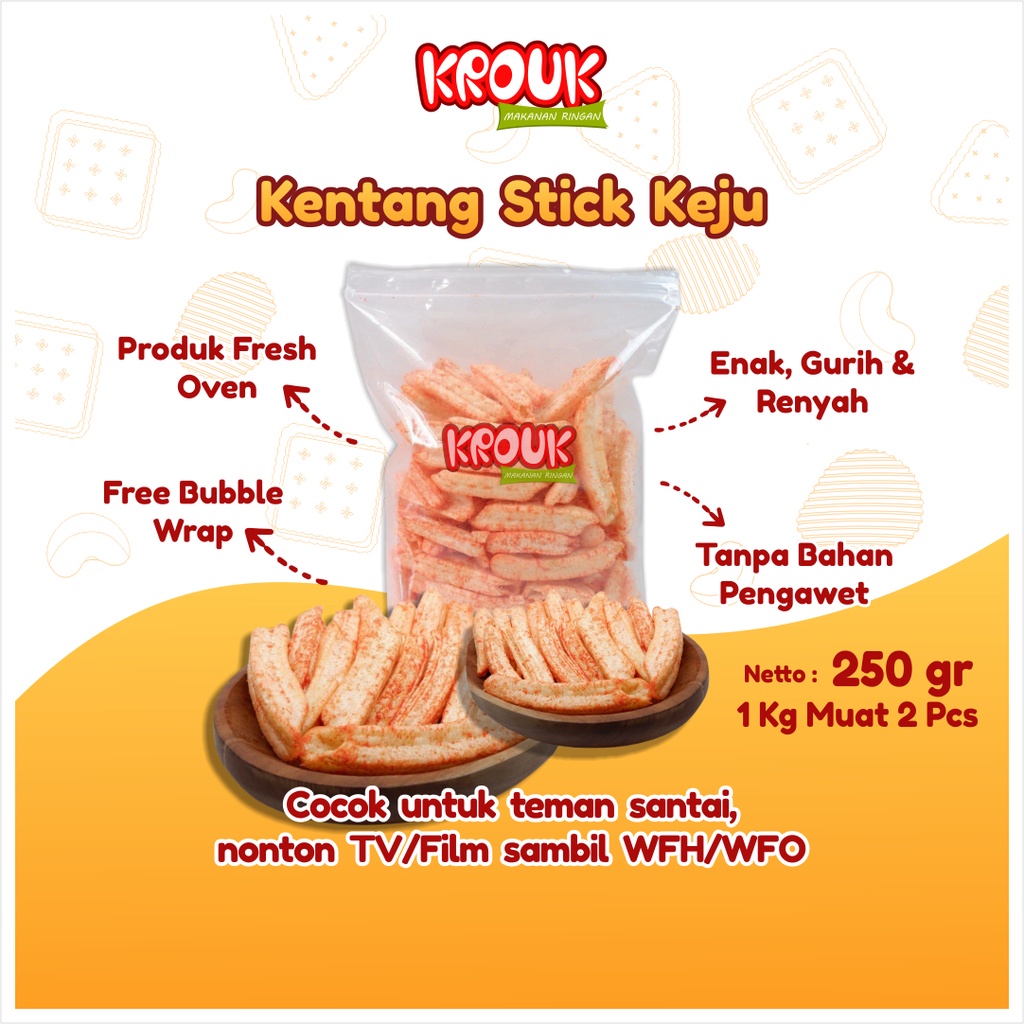 

Krouk Snack Kentang Stick Keju Goreng Krispi Krispy Renyah Jajanan Cemilan Camilan Ngemil Makanan Ringan Kekinian Murah Kiloan Halal 250 Gram