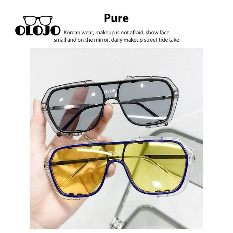 Kacamata Hitam Model One piece Bingkai Besar Untuk Pria Dan Wanita ol2