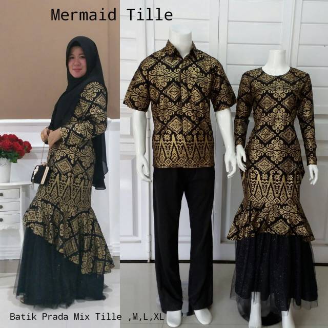 Pinilih mermaid couple || couple gamis mermaid batik prada