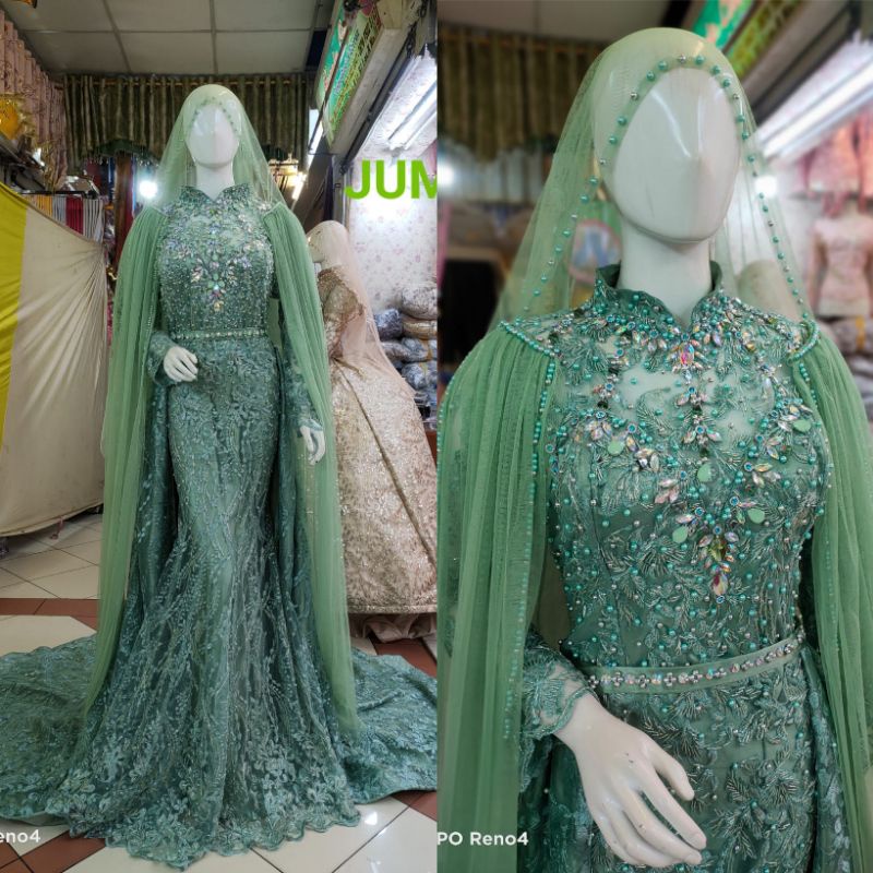 GAUN PENGANTIN SLIM BEREREKOR JUMBO//GAUN FULL PAYET JUMBO//GAUN WEDDING BIG SIZE