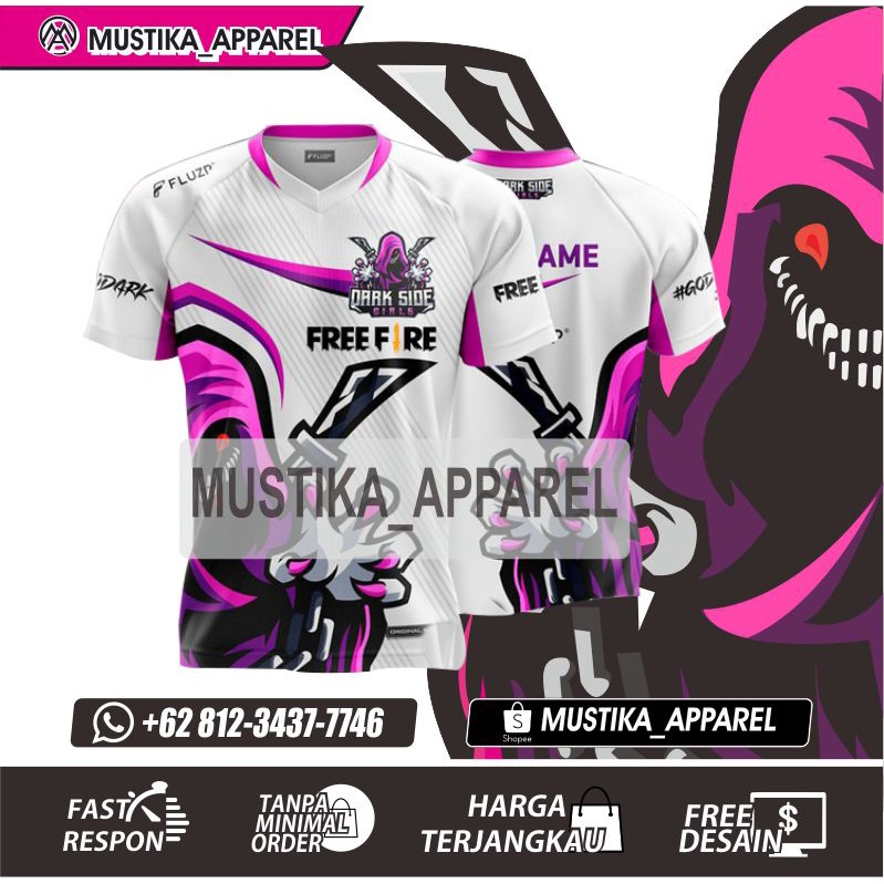 BAJU JERSEY FF/ML TERBARU 2021 KAOS JERSEY CUSTOM GAMING FIRE FIREE, ML/FF FREE NICKENAME