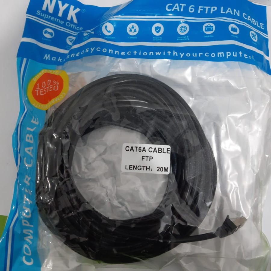 NYK Kabel Lan FTP Cat6a 20 Meter Outdoor - Cable 20m Cat6 - STP Cat 6