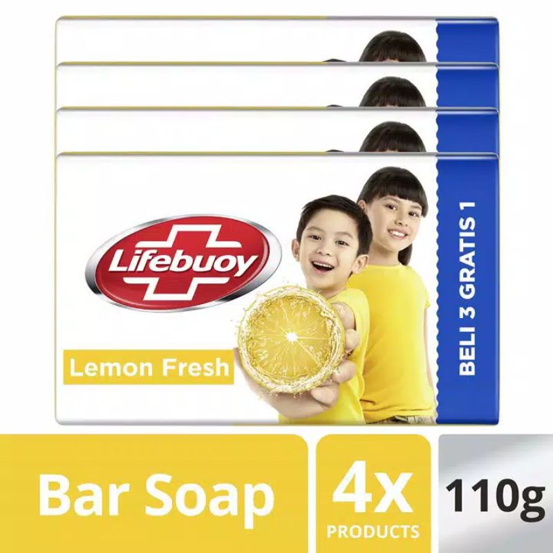 Lifebuoy Sabun Batang Lemon 110gr Isi 4 Pcs