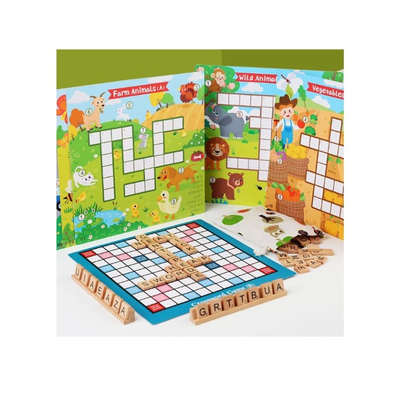 Mainan Anak CHILDRENS CROSSWORD GAME Mainan Edukasi Anak Puzzle Kayu