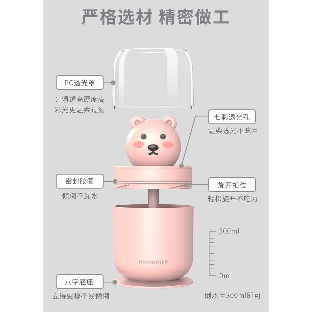 Humidifier Pelembab Udara Aromatherapy Oil Diffuser Cute Design 300ml