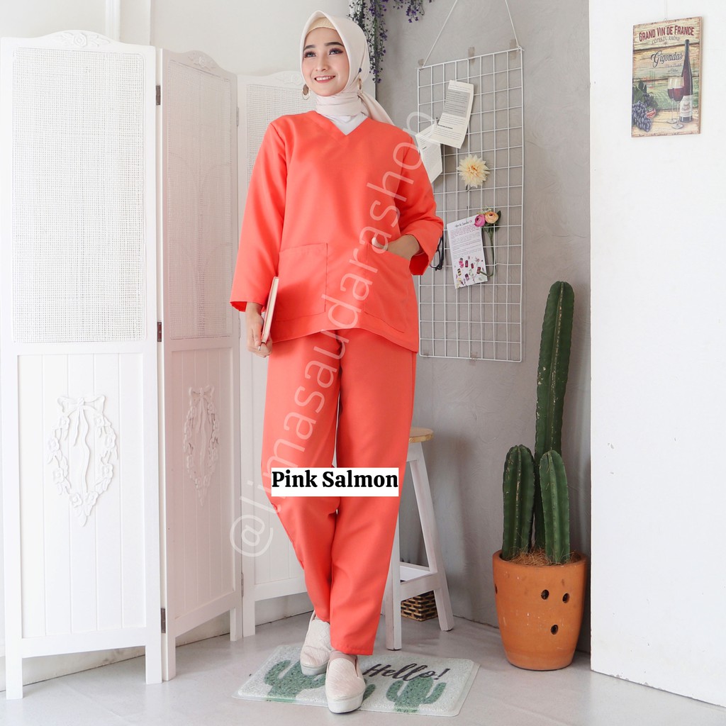 READY! BAJU JAGA LENGAN PANJANG UNISEX (BAJU OKA/ OK/ BAJU SCRUB MEDIS) 1 SET BAJU DAN CELANA