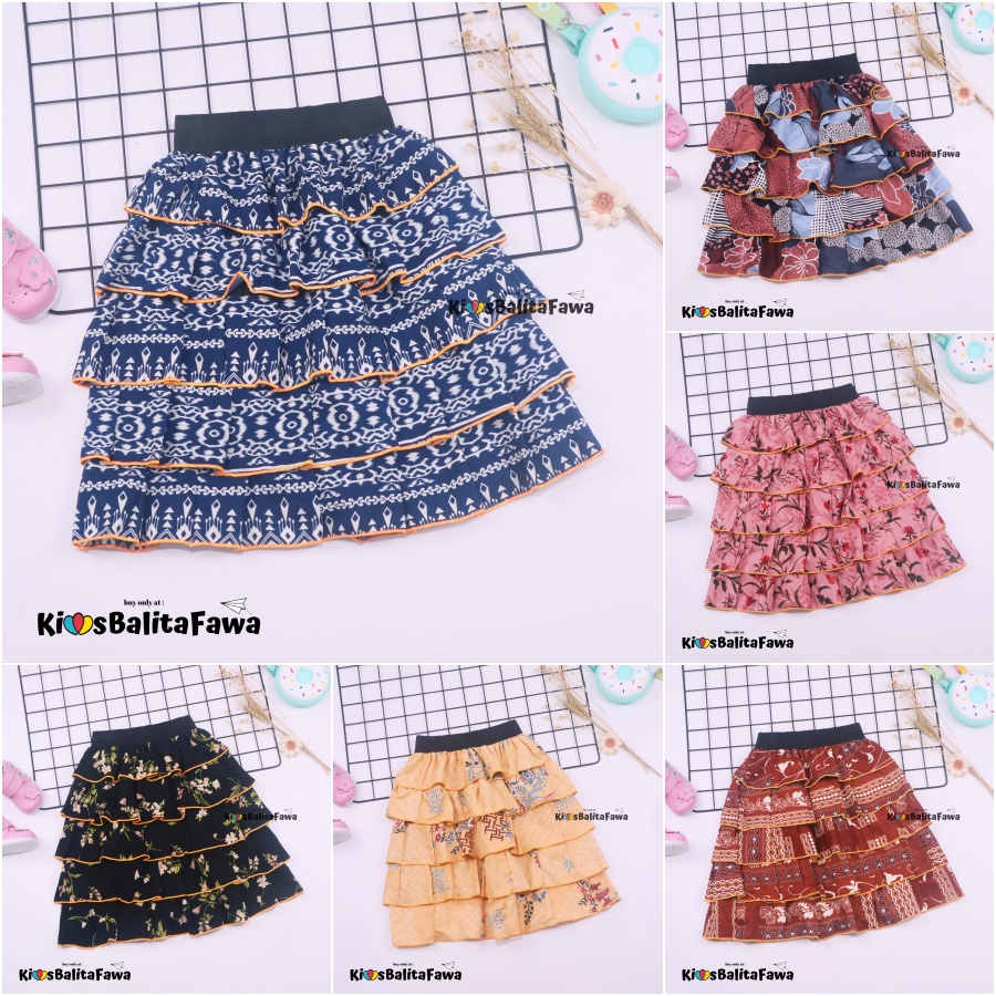 Rok Tumpuk Uk. 7-9 th / Rok Anak Cewek Skirt Perempuan Pesta Harian Murah Motif