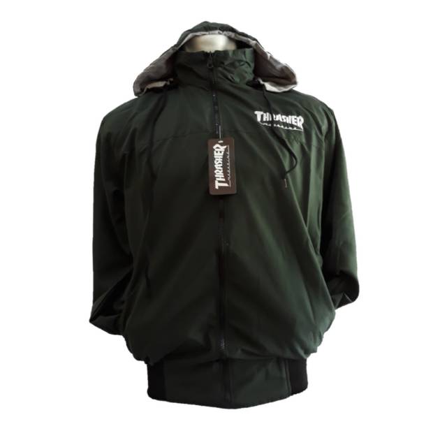 JAKET BOLAK BALIK THRASHER MAGAZINE BAHAN PARASUT MIX FLEECE