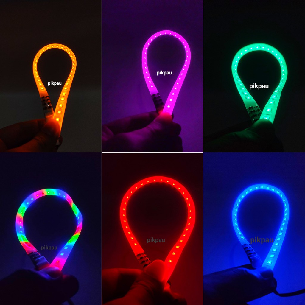 Lampu LED Strobo Strip Fleksibel 30cm Welcome Banyak Mode Waterproof Banyak Warna