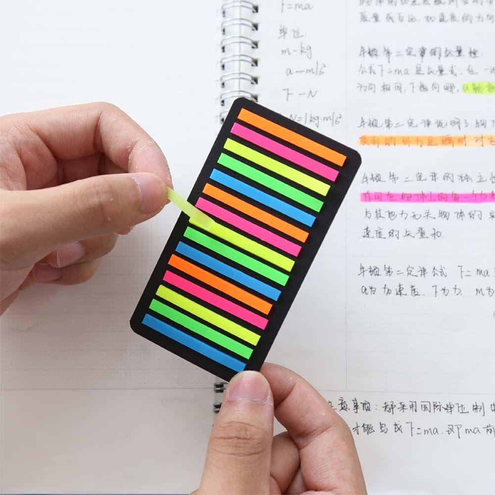 [Elegan] Tab Indeks Neon Perekat Diri Multicolor Transparan Tahan Air Penanda Halaman Perlengkapan Kantor Sekolah Sticky Note