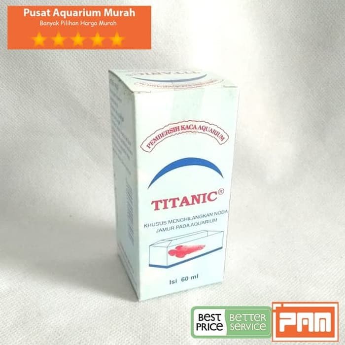 Obat Pembersih Kaca Aquarium Titanic 60 Ml Noda Jamur Hlang Murah