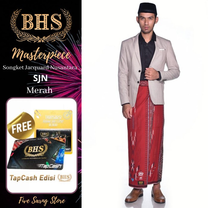 Kain Sarung BHS Gold Masterpiece Motif Songket Jacquard Jaguar Nusantara Original