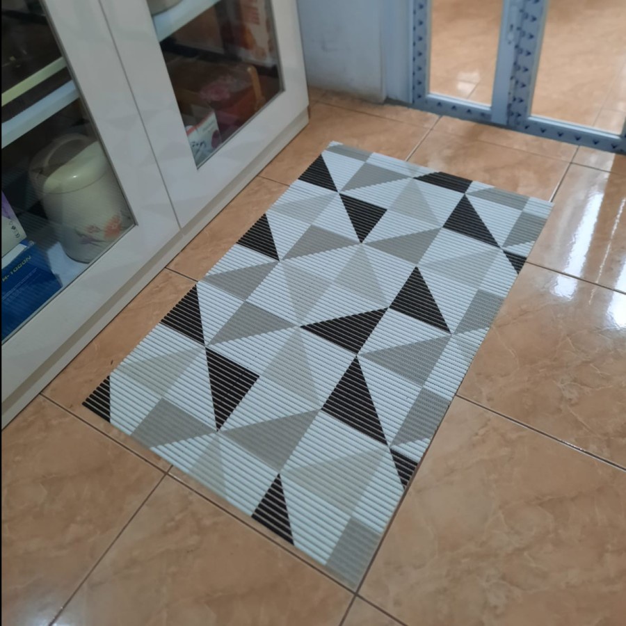 Tikar dapur bersih Lebar = 65cm - Minimalist Hitam Abu,  Busa PVC Kamar Mandi, Anti Slip, Keset Pintu-2