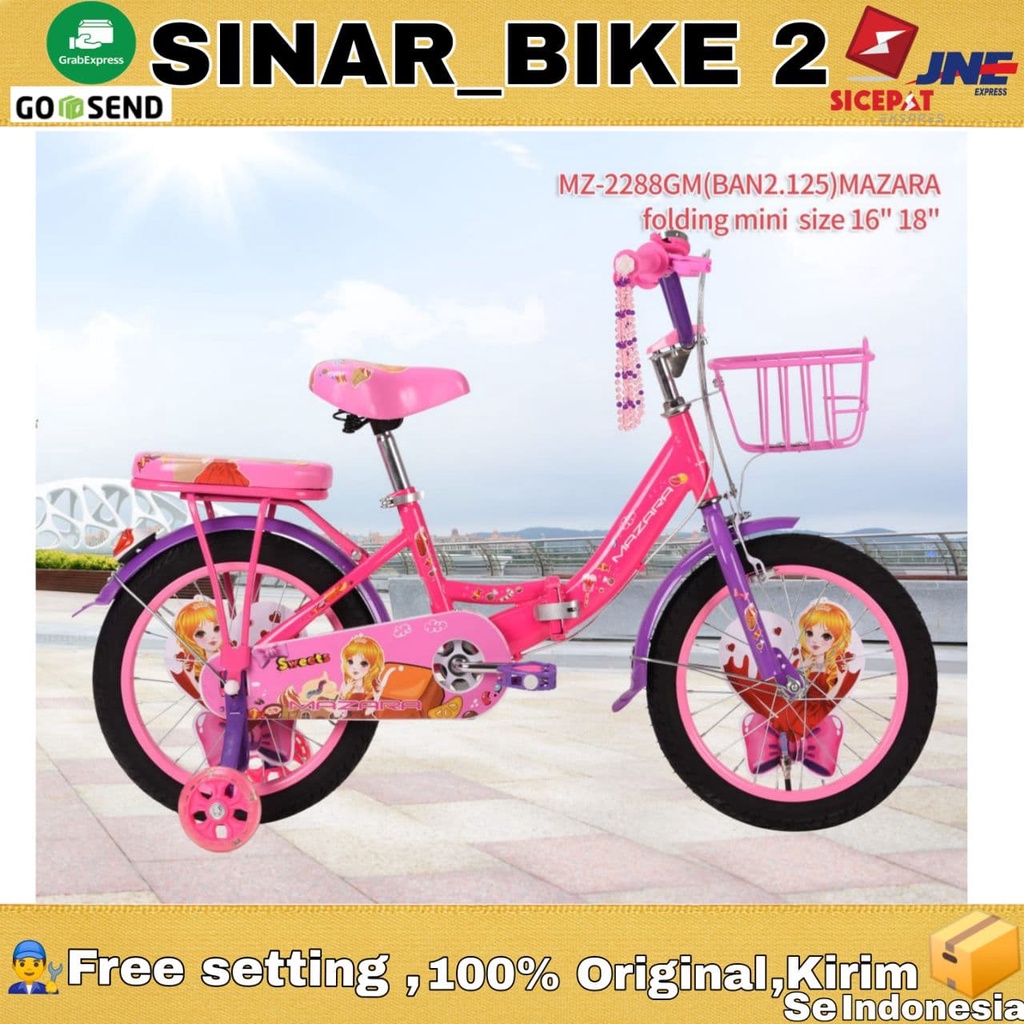 Sepeda Lipat Anak Mini Mazara Keranjang 16 &amp; 18 Inch Usia 4-8 Tahun