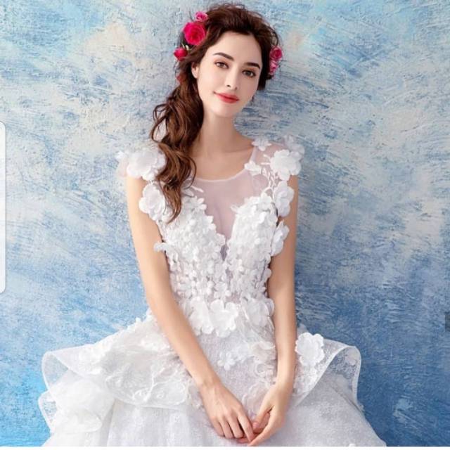 Gaun Pengantin Bunga/Gaun Pengantin Putih