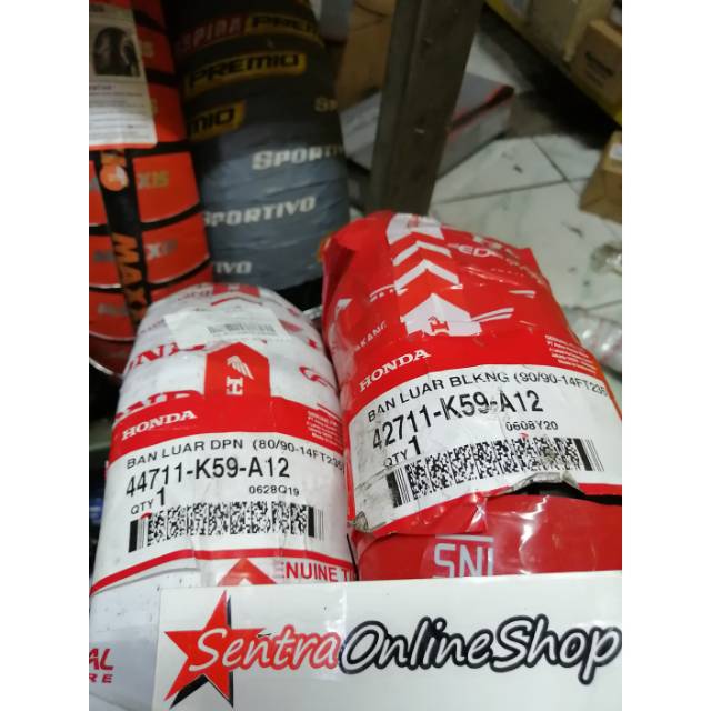 Paket Ban luar matic tubeless honda sepasang 809014 909014 vario150 beat scoopy Original 42711K59A12