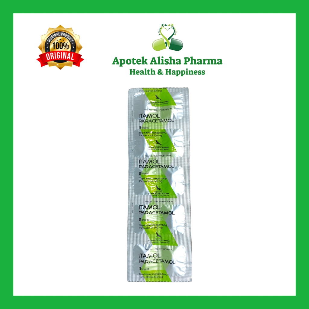 Itamol Tablet (Strip 10tablet) - Itamol Parasetamol Tablet Obat Penurun Panas/Demam Dewasa