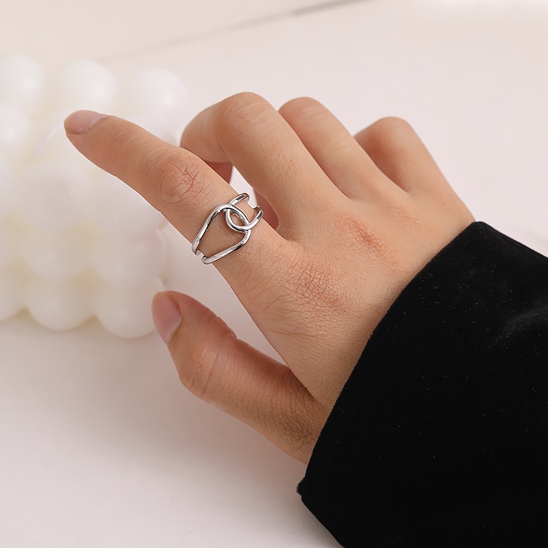 cincin wanita Korean version of simple fashion personality geometric open ring