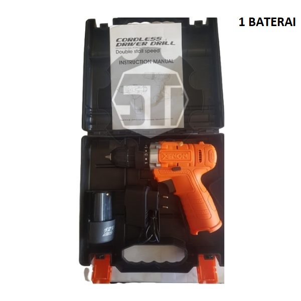 XENON CORDLESS DRIVER DRILL CDD500E 1 BATERAI 12 VOLT / MESIN BOR CORDLESS