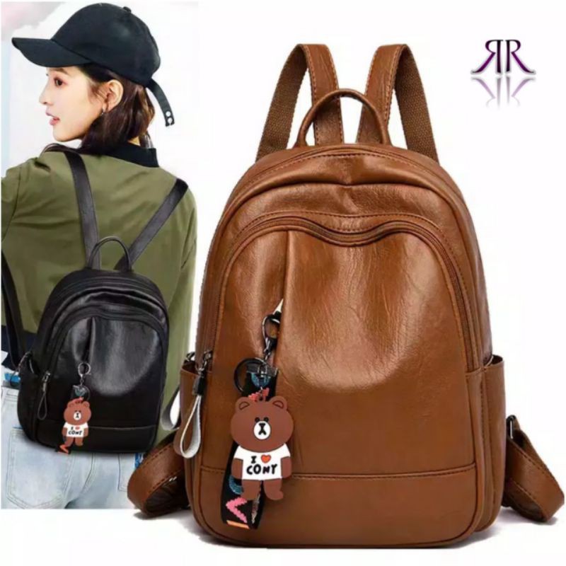 Tas Ransel kulit Asli Backpack Kulit Tas wanita kulit hitam