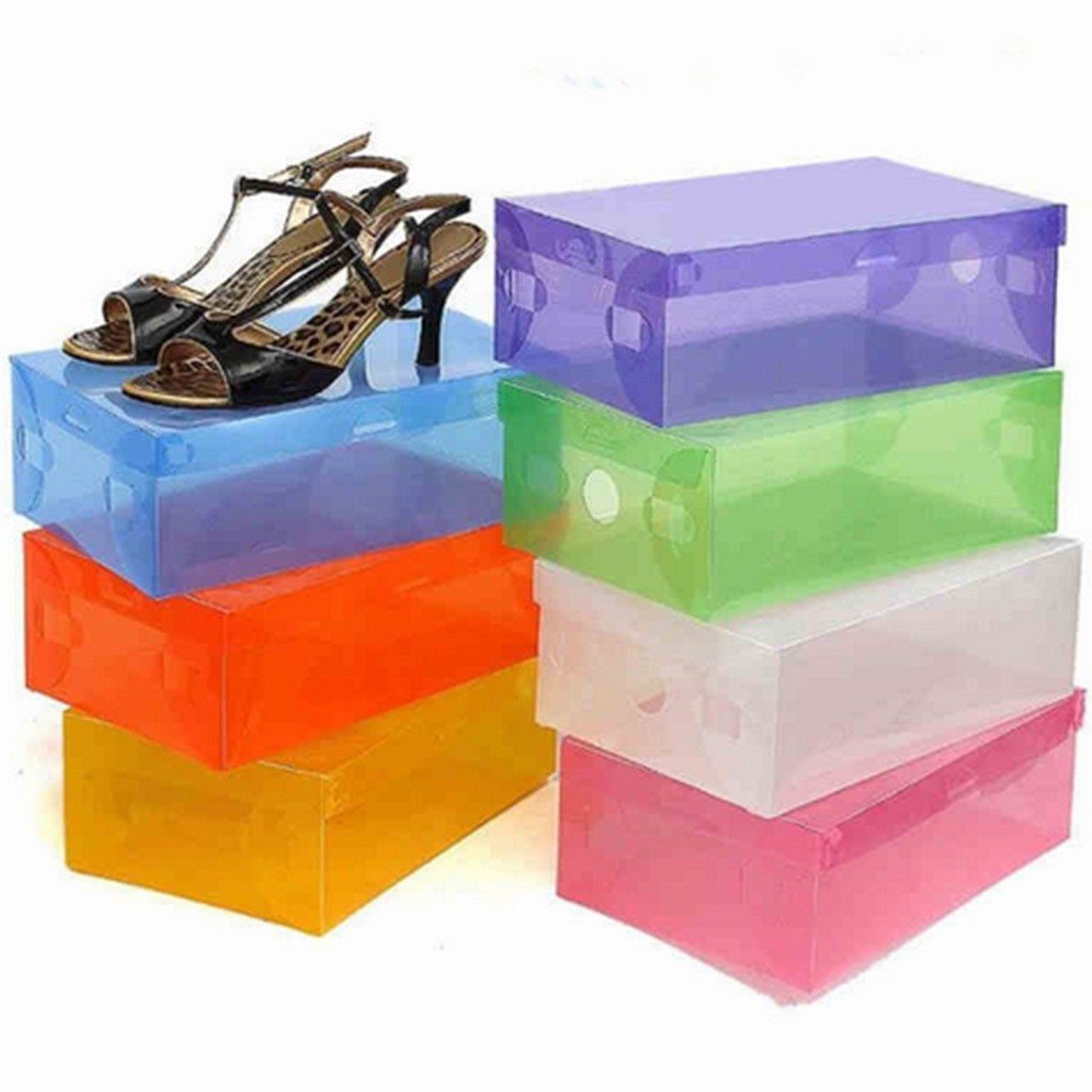 Shoes Box Kotak Sepatu Lipat Transparan Warna Warni Shoes Box Transparant Tempat Simpan Sepatu