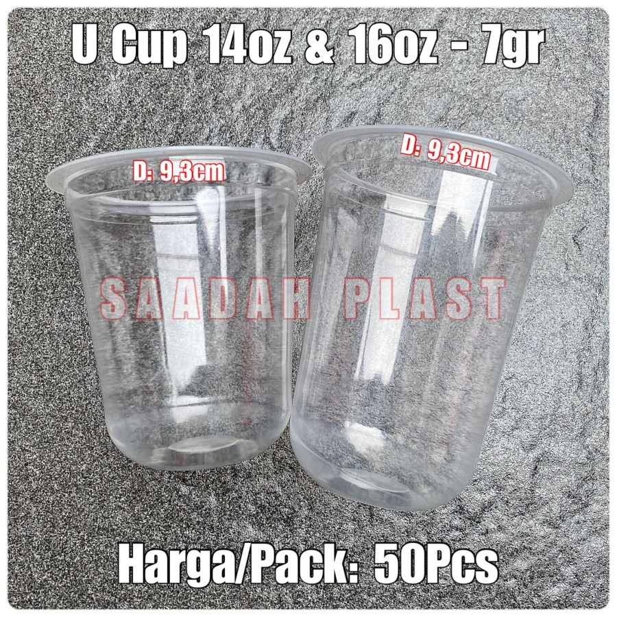 (ISI 50Pcs) Gelas Oval 12oz 14oz &amp; 16oz &amp; 18oz TEBAL / U Cup PP Bulat