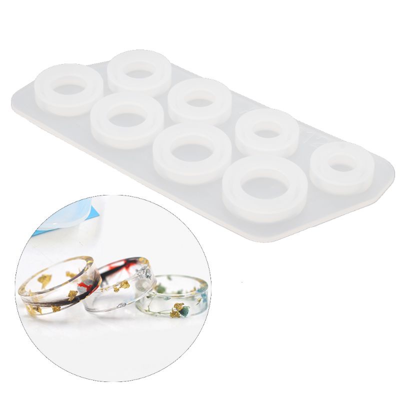 SIY  8Pcs Assorted Sizes Ring Silicone Mold Jewelry Resin Casting Mold US Size 5-12