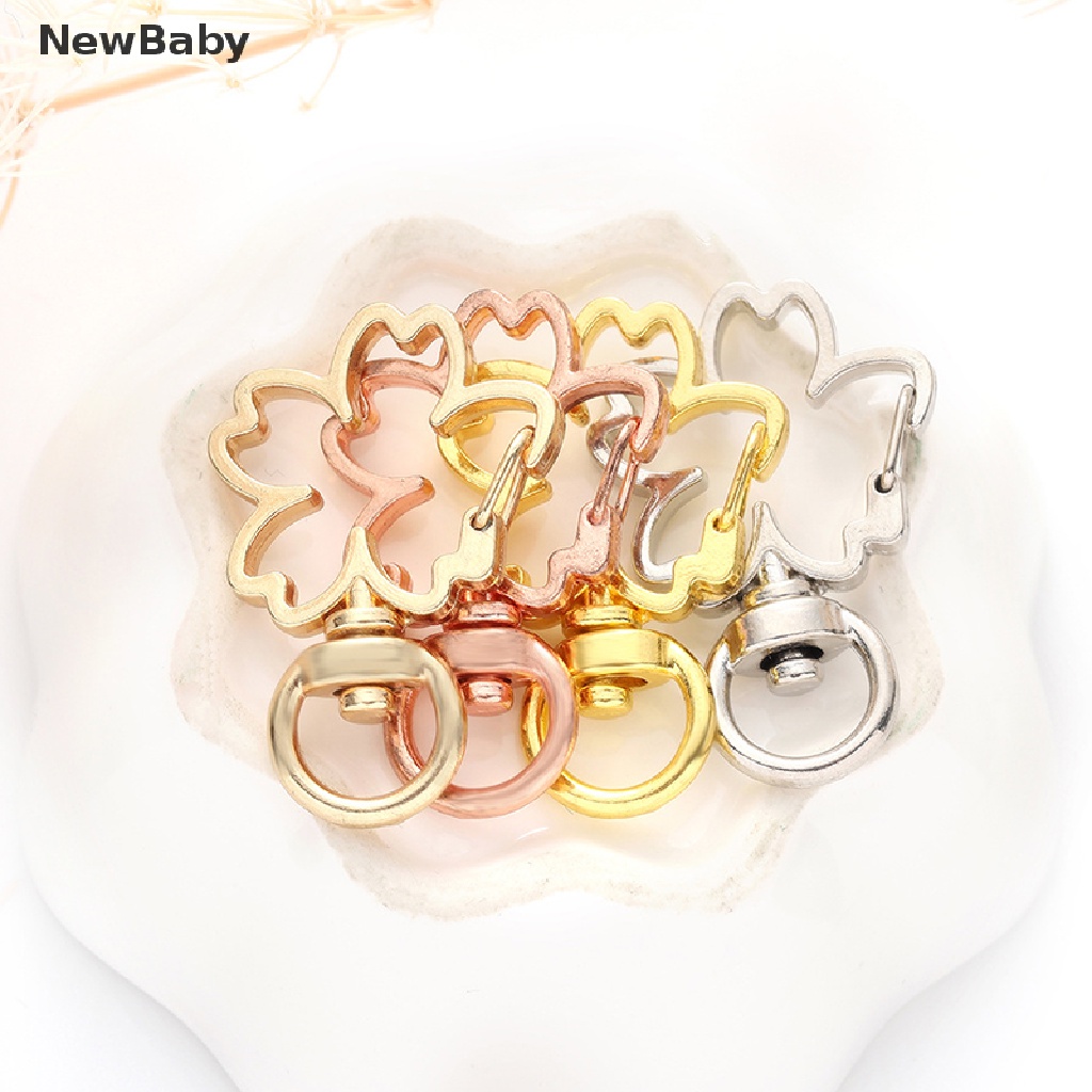 Newbaby 10pcs Gantungan Kunci Bentuk Bunga Sakura Hollow DIY