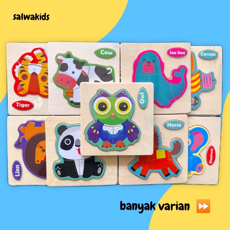 Puzzle Mini Kayu Wodden Mini Puzzle Mainan Montessori