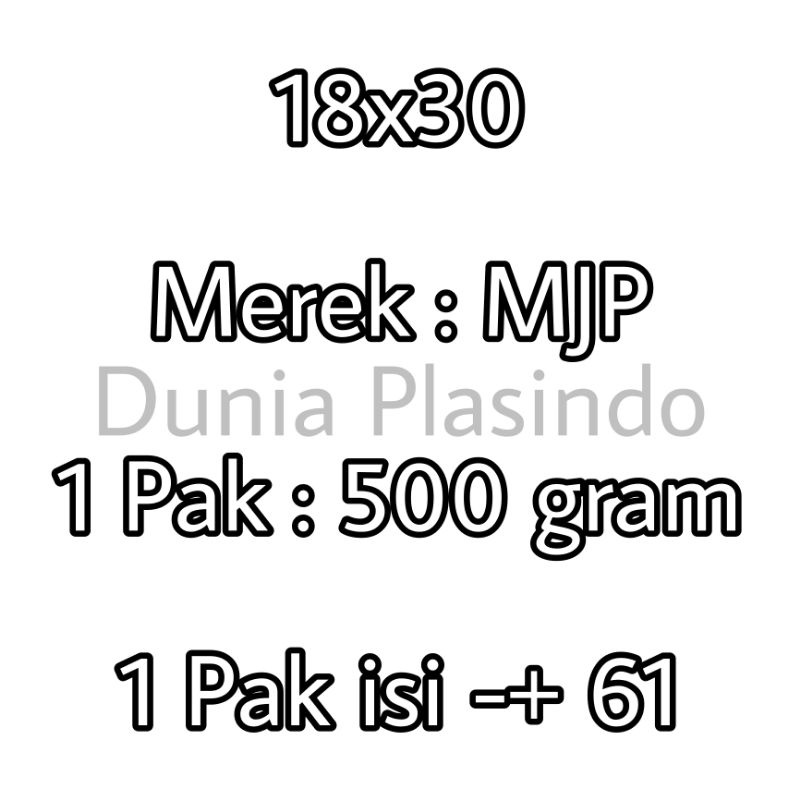 Plastik PP Bening MJP  Tebal 0.06 Lebar 18 Uk.18x25 18x30 18x35