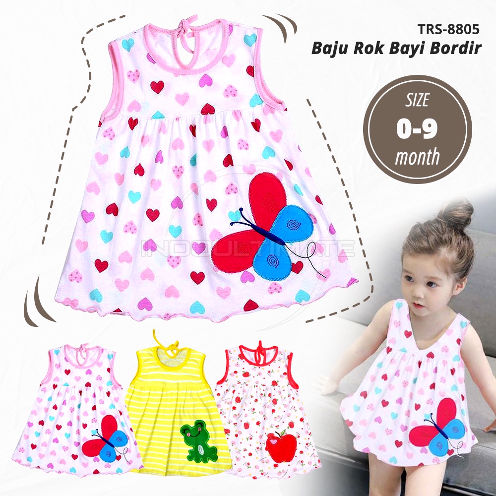 TRS-8805 Dress Bayi Perempuan Lengan Kutung Dress Rok Bayi COTTON Terusan Bayi Pakaian Bayi Perempuan Dress Bayi Pesta Motif Lucu Baju Bayi Cewek Baju harian Bayi